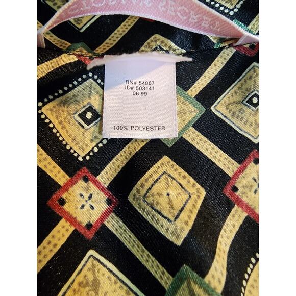 Victorias Secret Womens Satin Pajama Top Sz M Geometric‎ Diamond Pattern - Picture 4 of 5